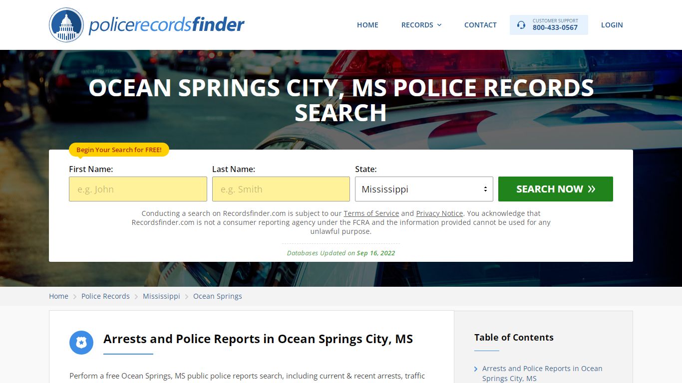 OCEAN SPRINGS CITY, MS POLICE RECORDS SEARCH - RecordsFinder